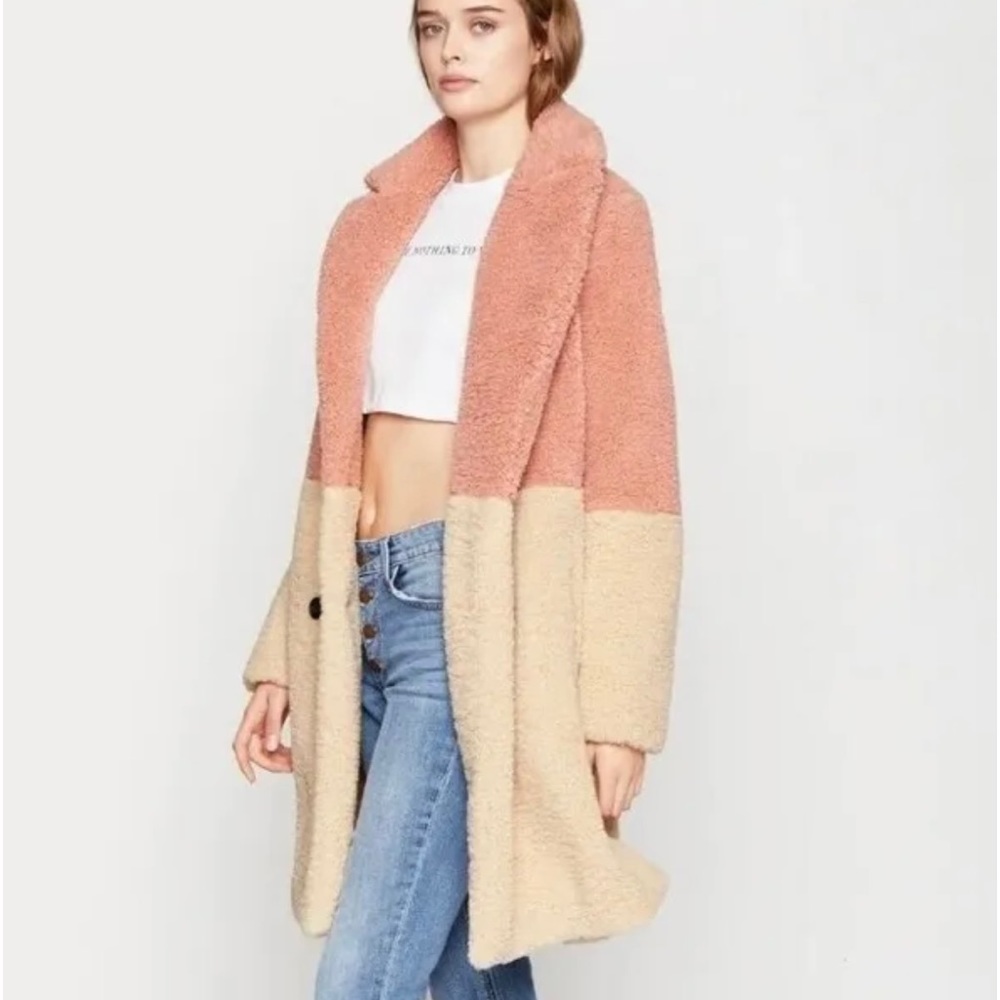 New Bcbgeneration Color Block Teddy Faux Fur Coat - image 4